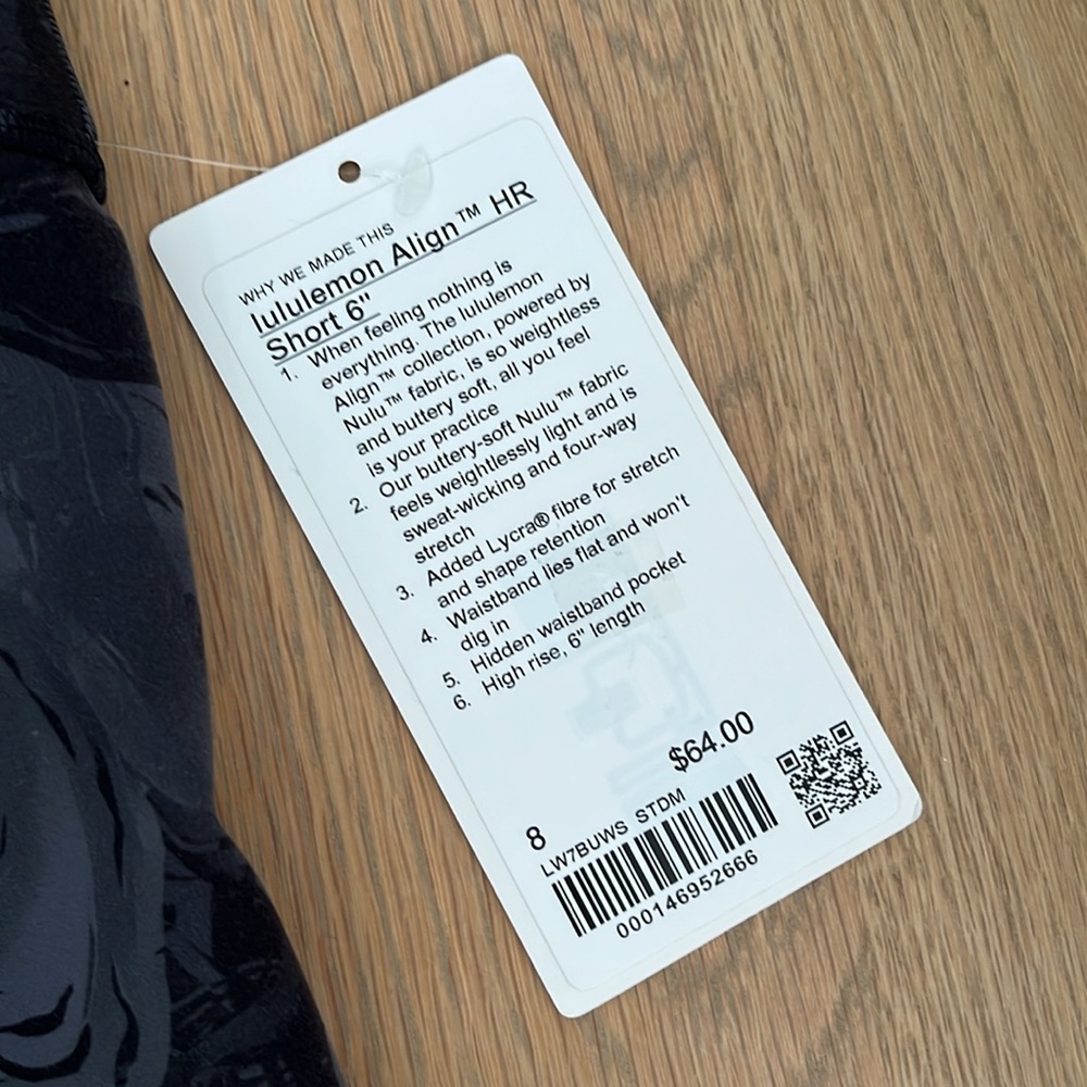 NWT Lululemon Athletica Align High-Rise Shorts 6” size 8 in gray/black pattern - Picture 2 of 3